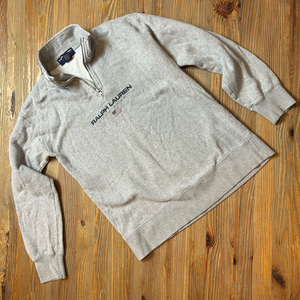 Vintage Ralph Lauren Polo Sport Gray Quarter Zip Sweatshirt